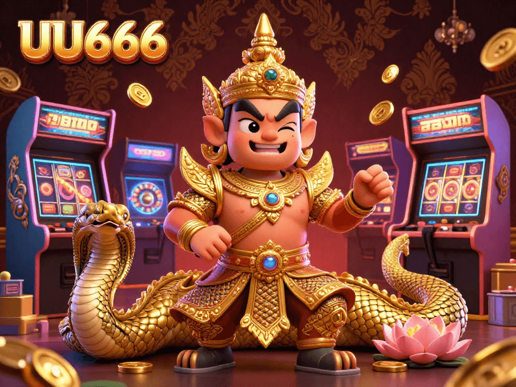 Engage with thrilling gameplay at UU666, featuring vibrant 3D guardian characters and dynamic casino elements.