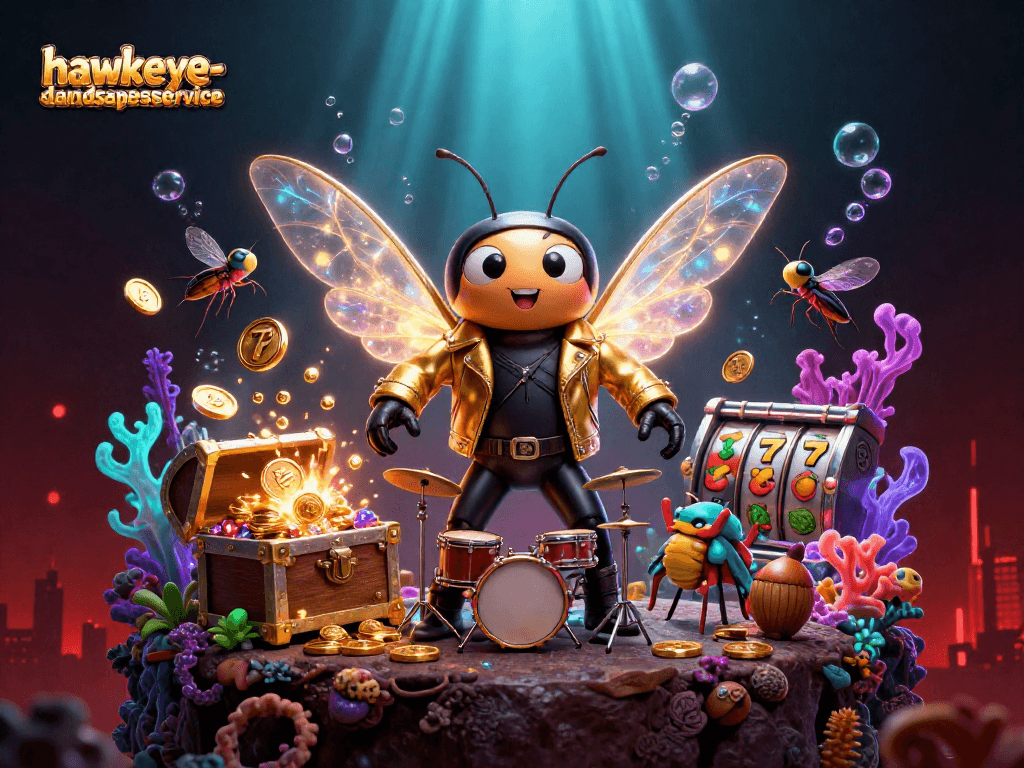 Experience thrilling wins with hawkeyelandscapeservice showcasing exciting 3D casino elements and vibrant characters.