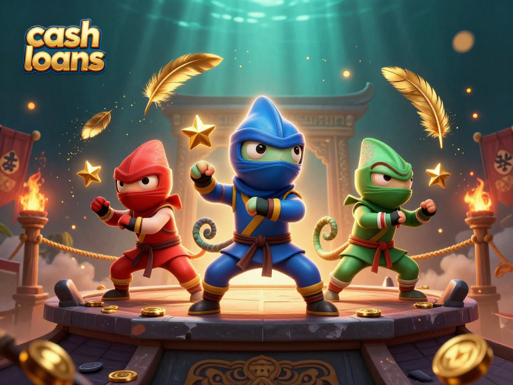 Engage in thrilling cash loans action as ninja chameleons deliver energy in a vibrant casino scene.