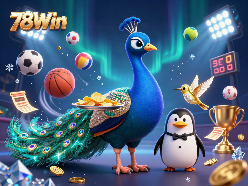 Experience thrilling moments at 78Win with dynamic sports elements and vibrant casino characters.