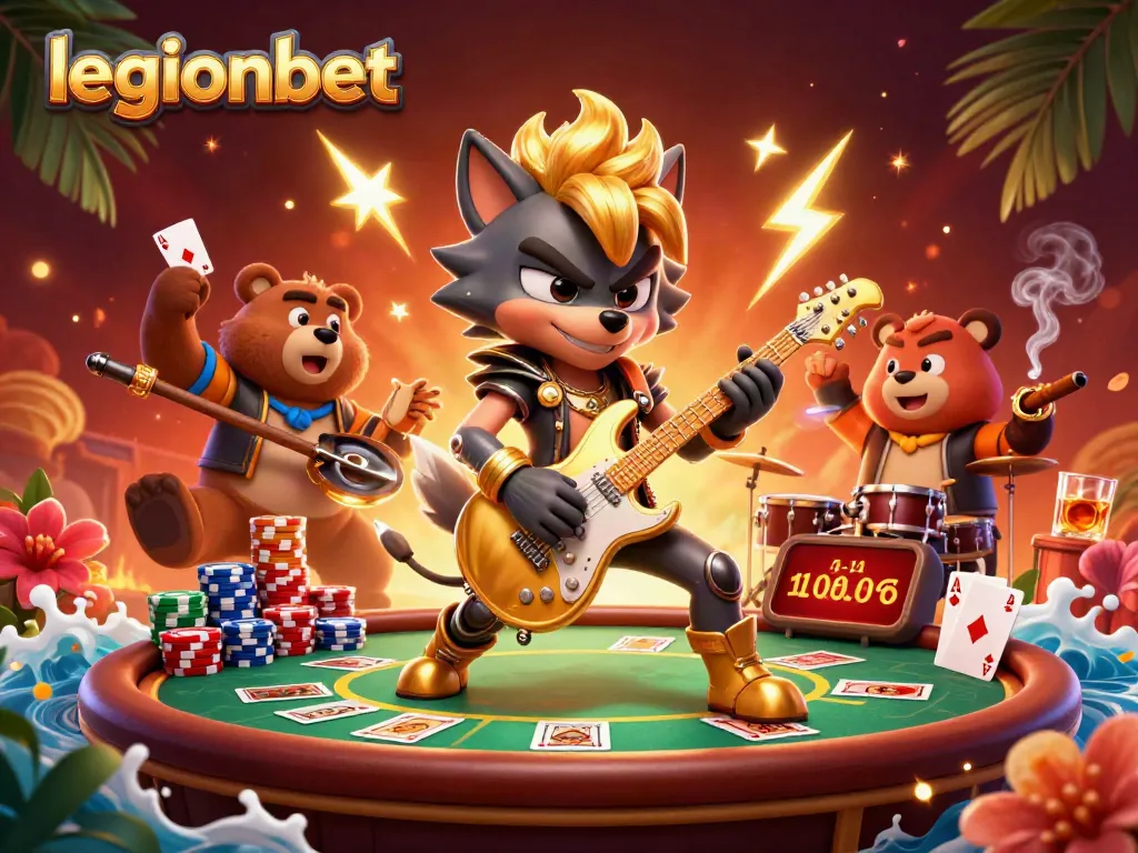 Experience excitement at legionbet with a dynamic 3D casino scene featuring iconic characters.