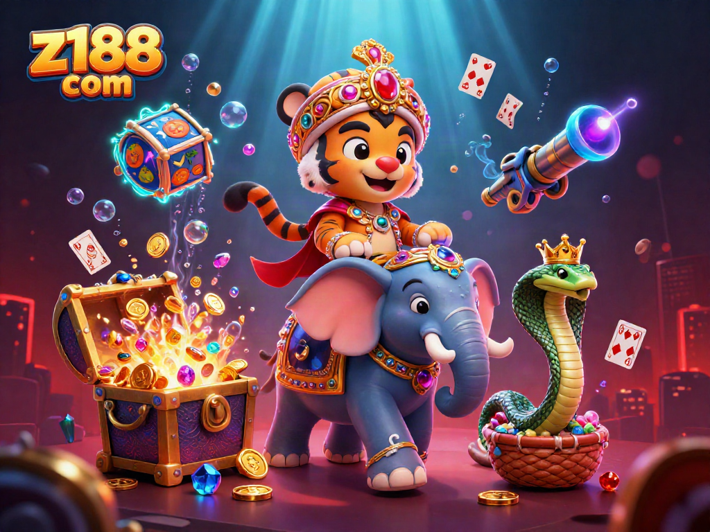Engage in thrilling gaming with z188 com featuring a jewel-encrusted scene of luck and treasure.
